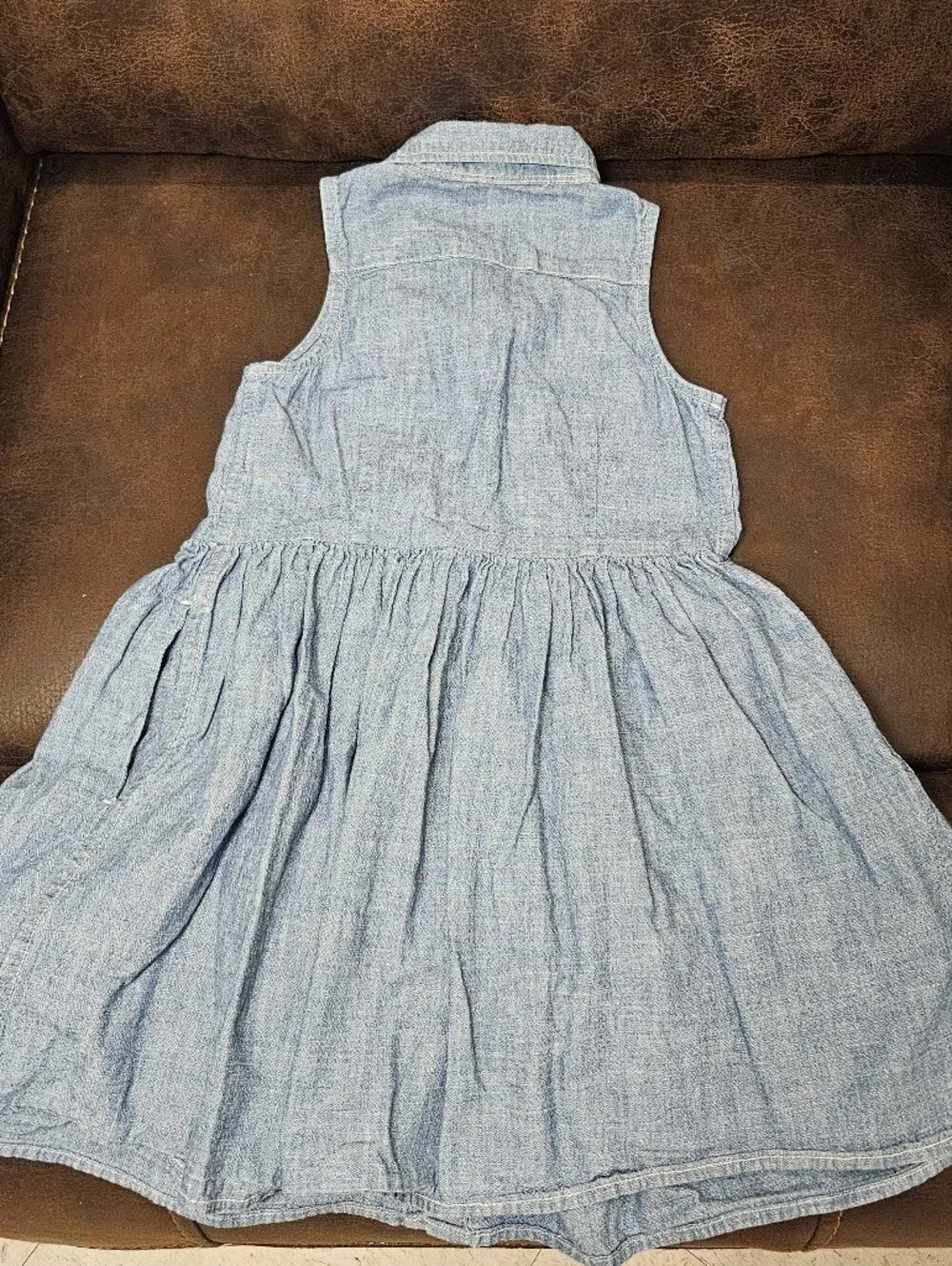 4T Girl's Polo Ralph Lauren Sleeveless Button Down Denim Shirt Dress Pockets